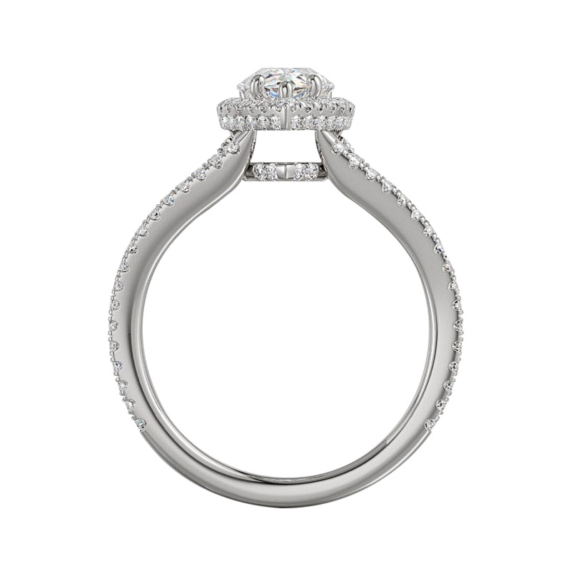 ALTR Lab Grown Pear Shaped Diamond Halo & 2 Row Shank Engagement Ring in White Gold