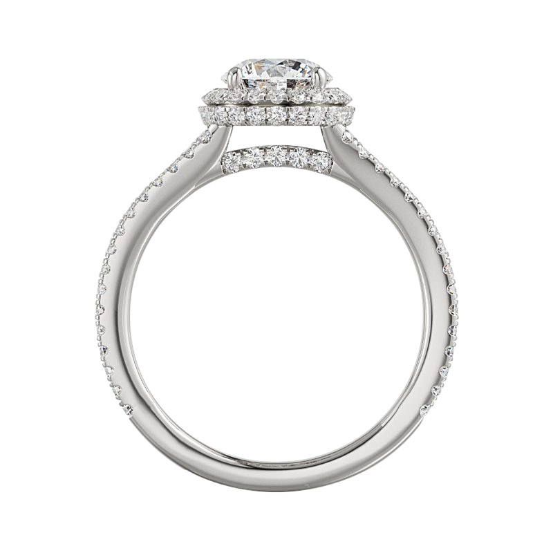 ALTR Lab Grown Round Diamond Halo & 2 Row Shank Engagement Ring in White Gold