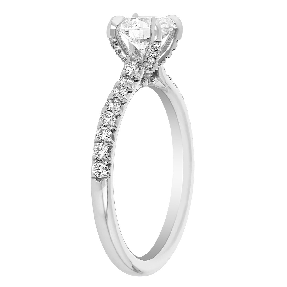 Kalahari Dream Diamond Engagement Ring with French Pavé Shank in White Gold, .80 ct