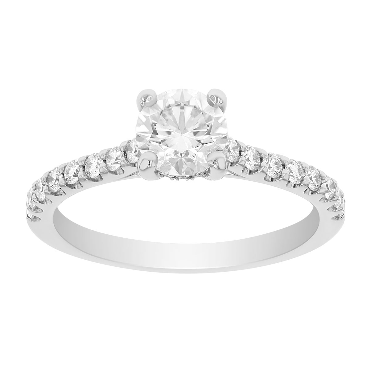 Kalahari Dream Diamond Engagement Ring with Side Stones in White Gold