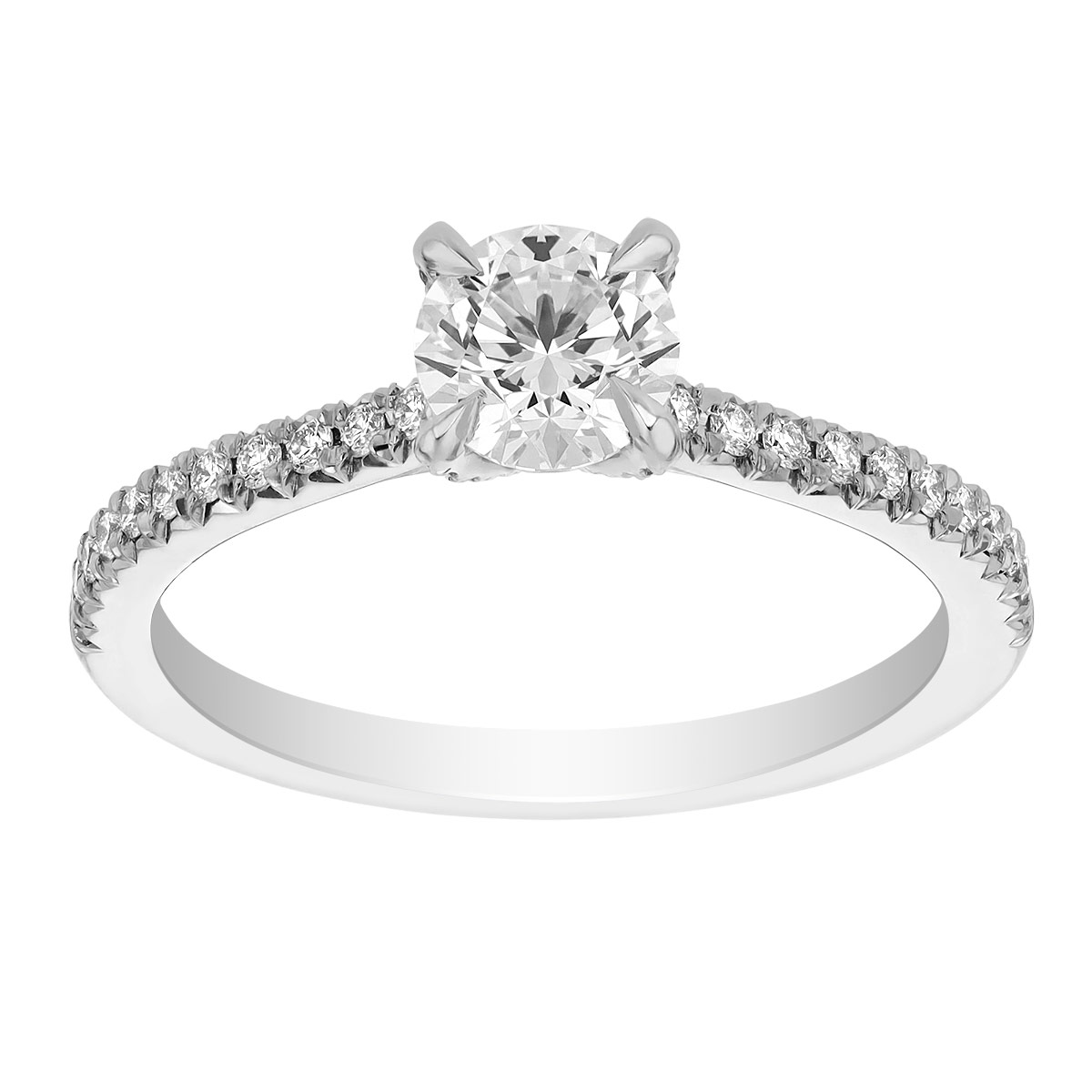Kalahari Dream Diamond Engagement Ring with French Pavé Shank in White Gold, .60 ct