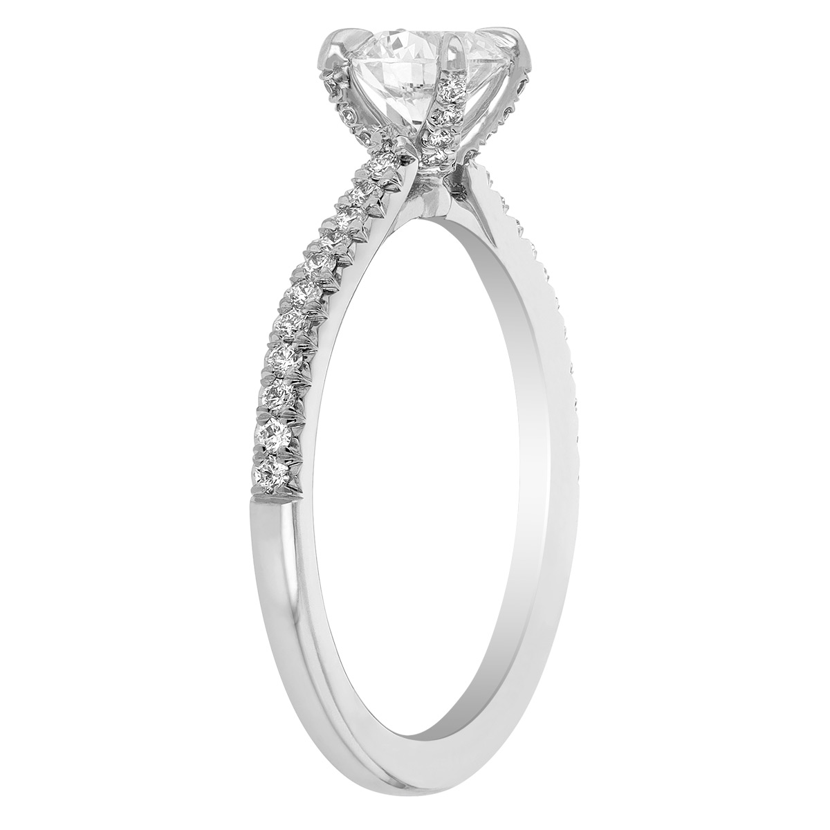 Kalahari Dream Diamond Engagement Ring with French Pavé Shank in White Gold, .60 ct