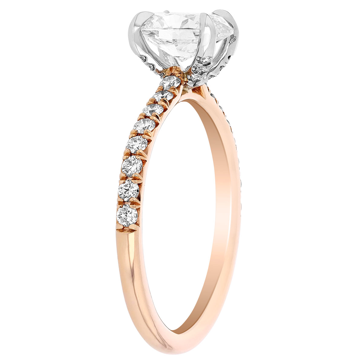 Borsheims Signature Oval Diamond Engagement Ring with Side Stones in Rose Gold, 1.01 ct