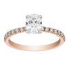 Borsheims Signature Oval Diamond Engagement Ring with Side Stones in Rose Gold, .75 ct