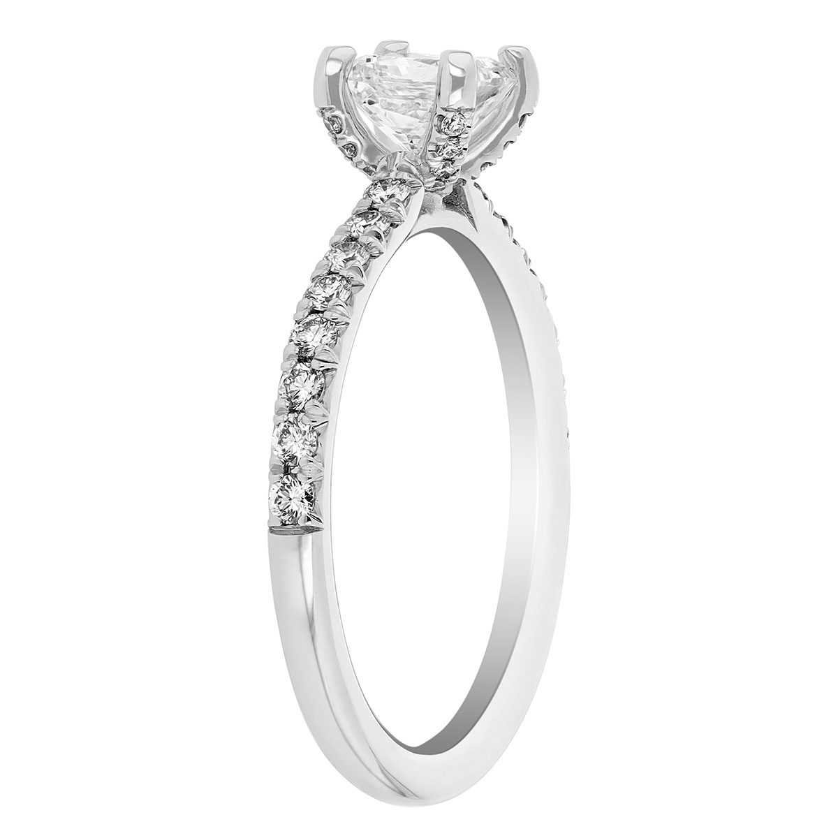 Borsheims Signature Square Diamond Engagement Ring with Side Stones in White Gold, .70 ct