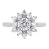 Diamond Floral Halo Engagement Ring in White Gold, I1, 1.49 ct