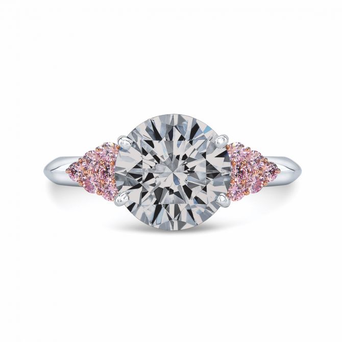 L.J. West Fancy Light Gray & Fancy Purplish Pink Diamond Ring in Platinum