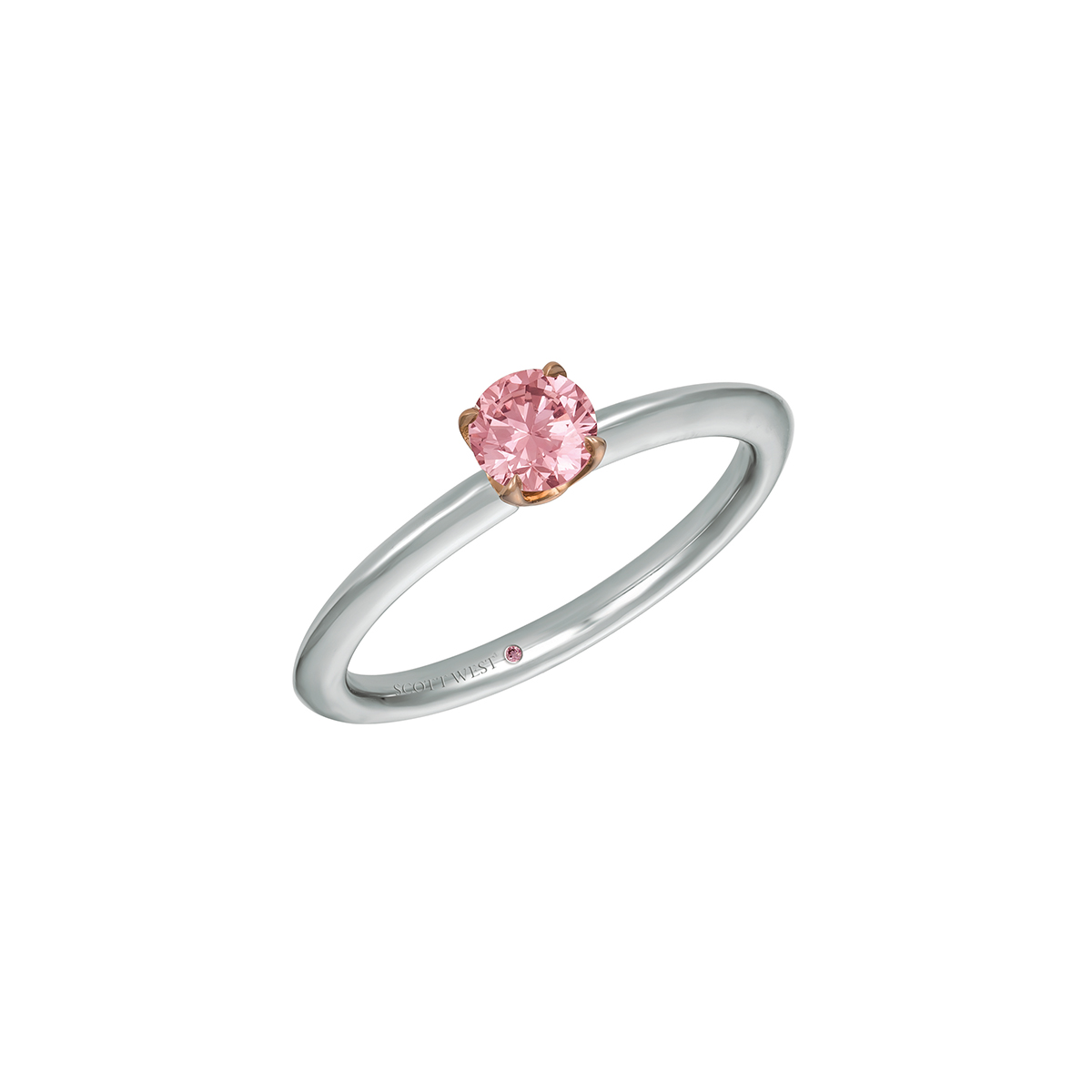 L.J. West Argyle Fancy Intense Pink Diamond Solitaire Ring in Platinum