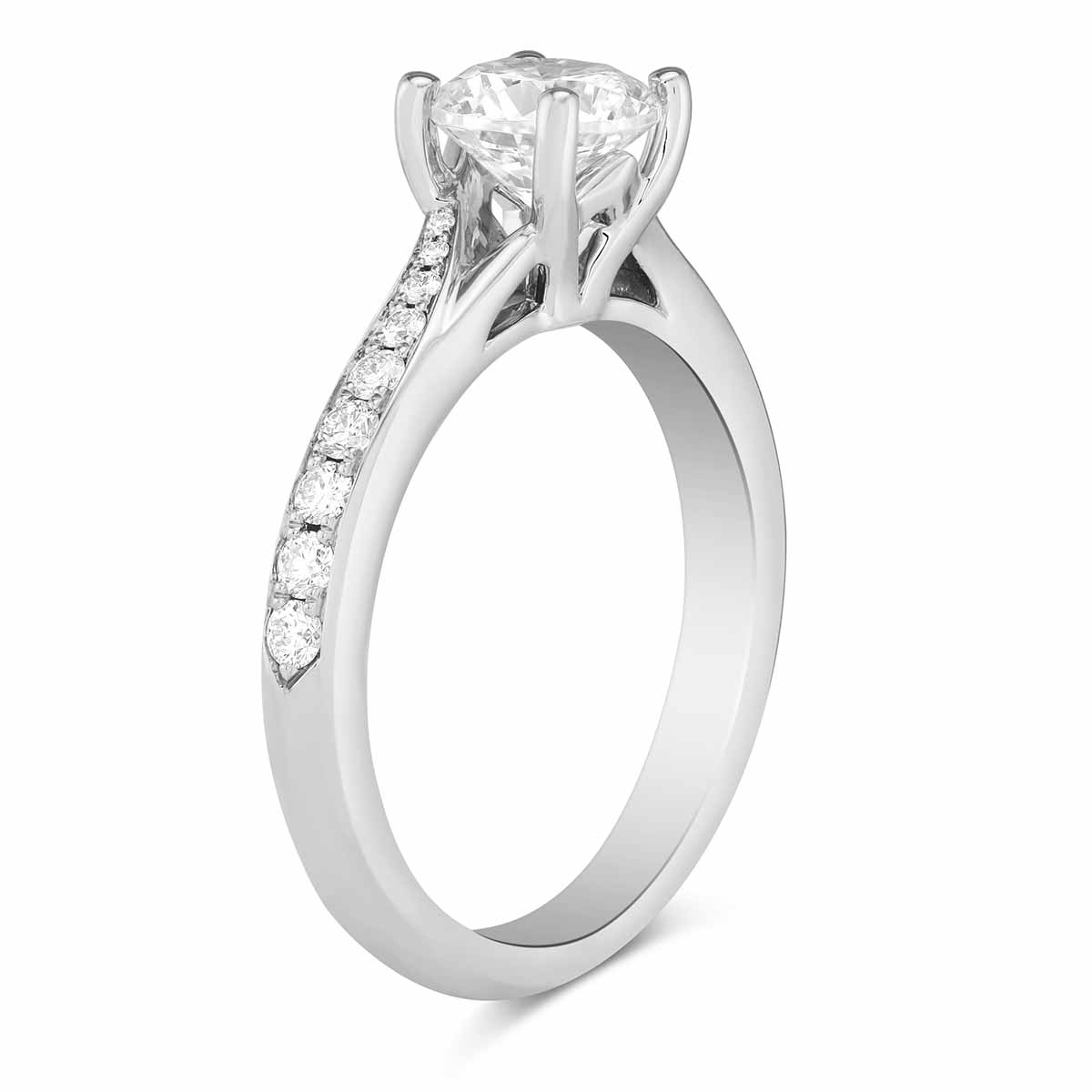 White Gold Diamond Ring with Diamond Bypass Shank