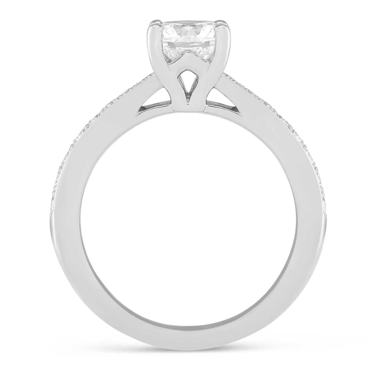 White Gold Diamond Ring with Diamond Bypass Shank