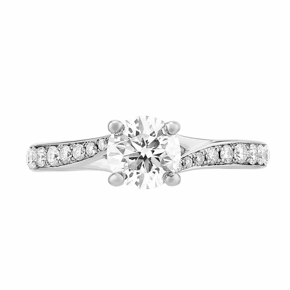 White Gold Diamond Ring with Diamond Bypass Shank