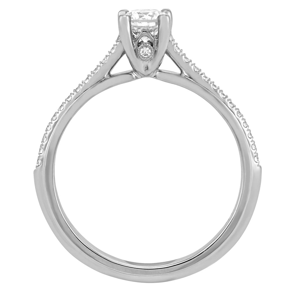 White Gold Diamond Engagement Ring with Diamond Shank, 0.86 ct