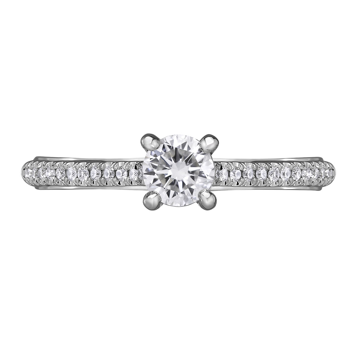 White Gold Diamond Engagement Ring with Diamond Shank, 0.86 ct