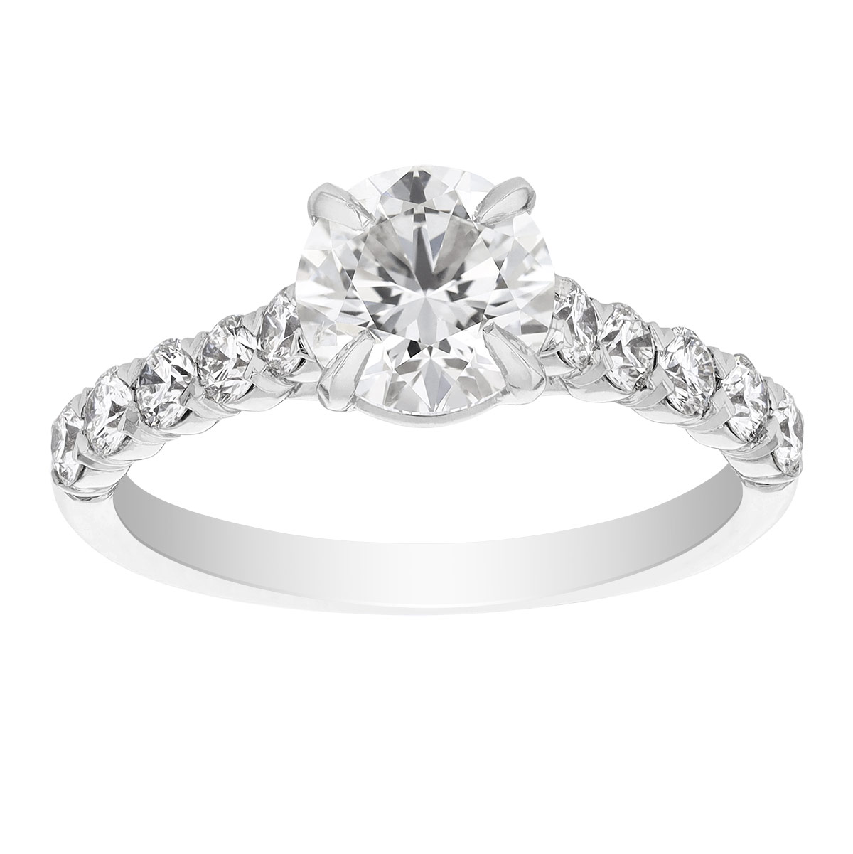 Kalahari Dream Diamond Engagement Ring with Shared Prong Side Stones in White Gold