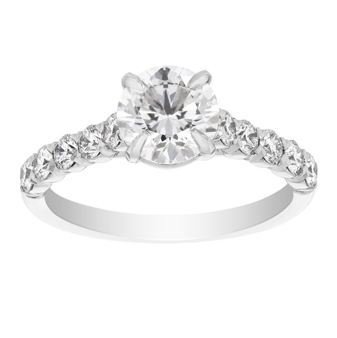 Kalahari Dream Diamond Engagement Ring with Shared Prong Side Stones in White Gold