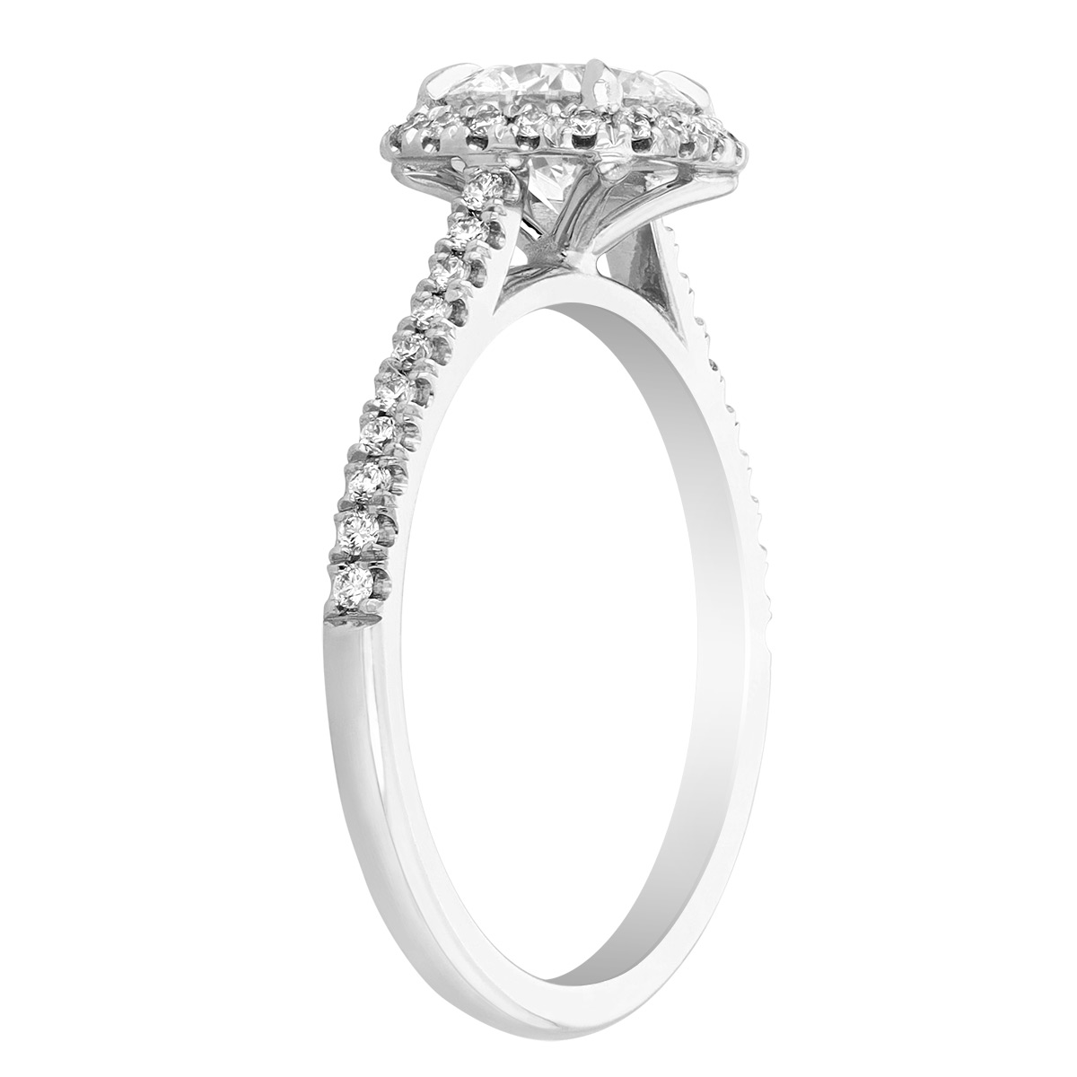 Kalahari Dream Diamond Halo Engagement Ring with Side Stones in White Gold, .90 ct