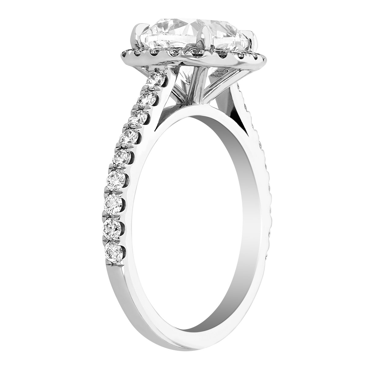 Cushion Diamond Halo Engagement Ring in White Gold, 2.60 ct