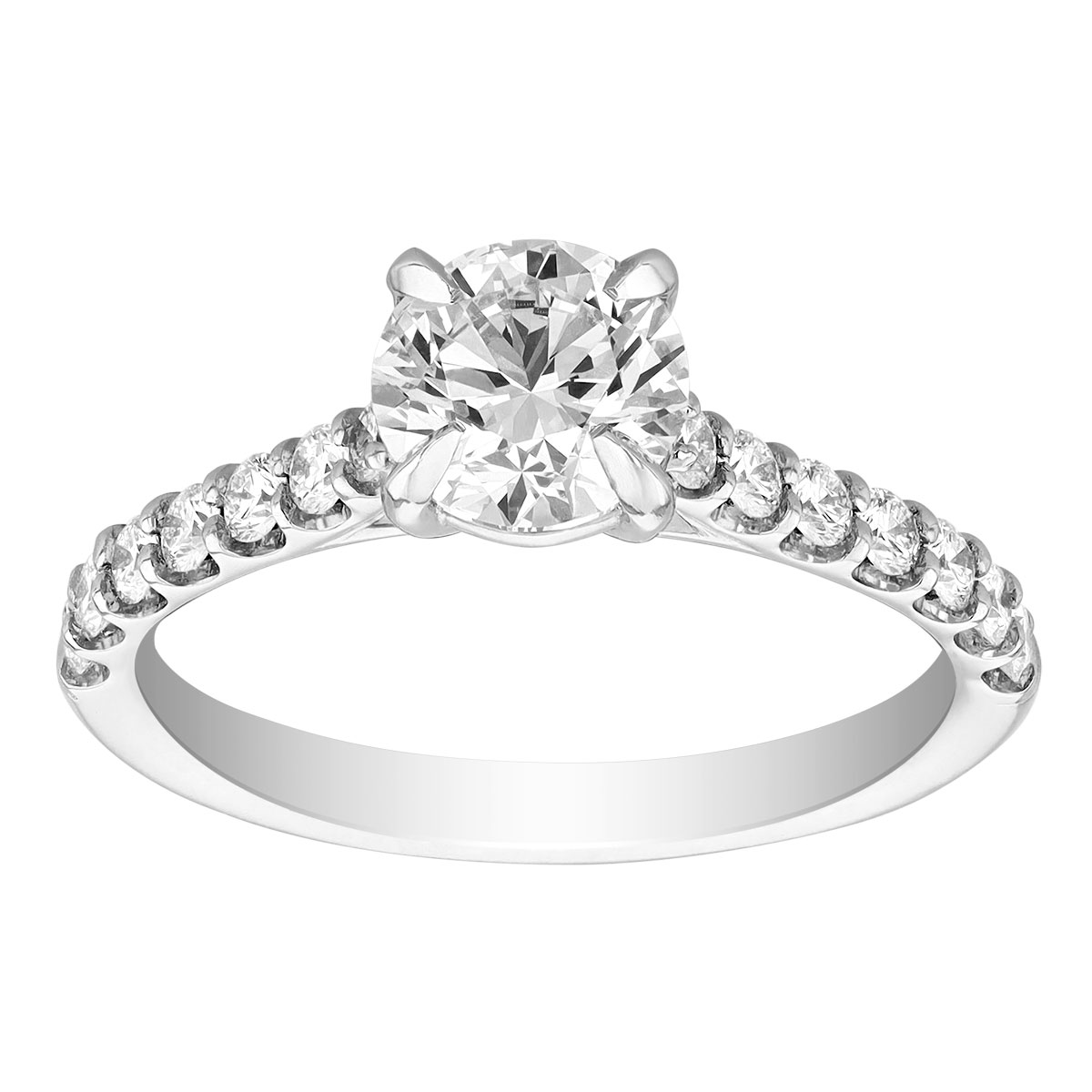 Kalahari Dream Diamond Engagement Ring with Side Stones in White Gold, 1.04 ct