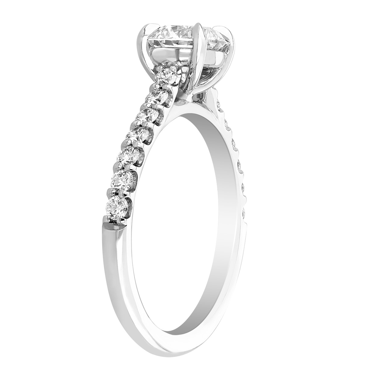 Kalahari Dream Diamond Engagement Ring with Side Stones in White Gold, 1.04 ct