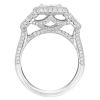 J.B. Star Radiant Diamond 3 Stone Halo Engagement Ring in Platinum