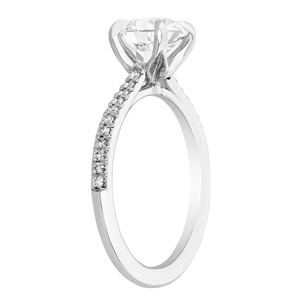 Kalahari Dream Diamond Engagement Ring with Side Stones in White Gold, 1.30 ct