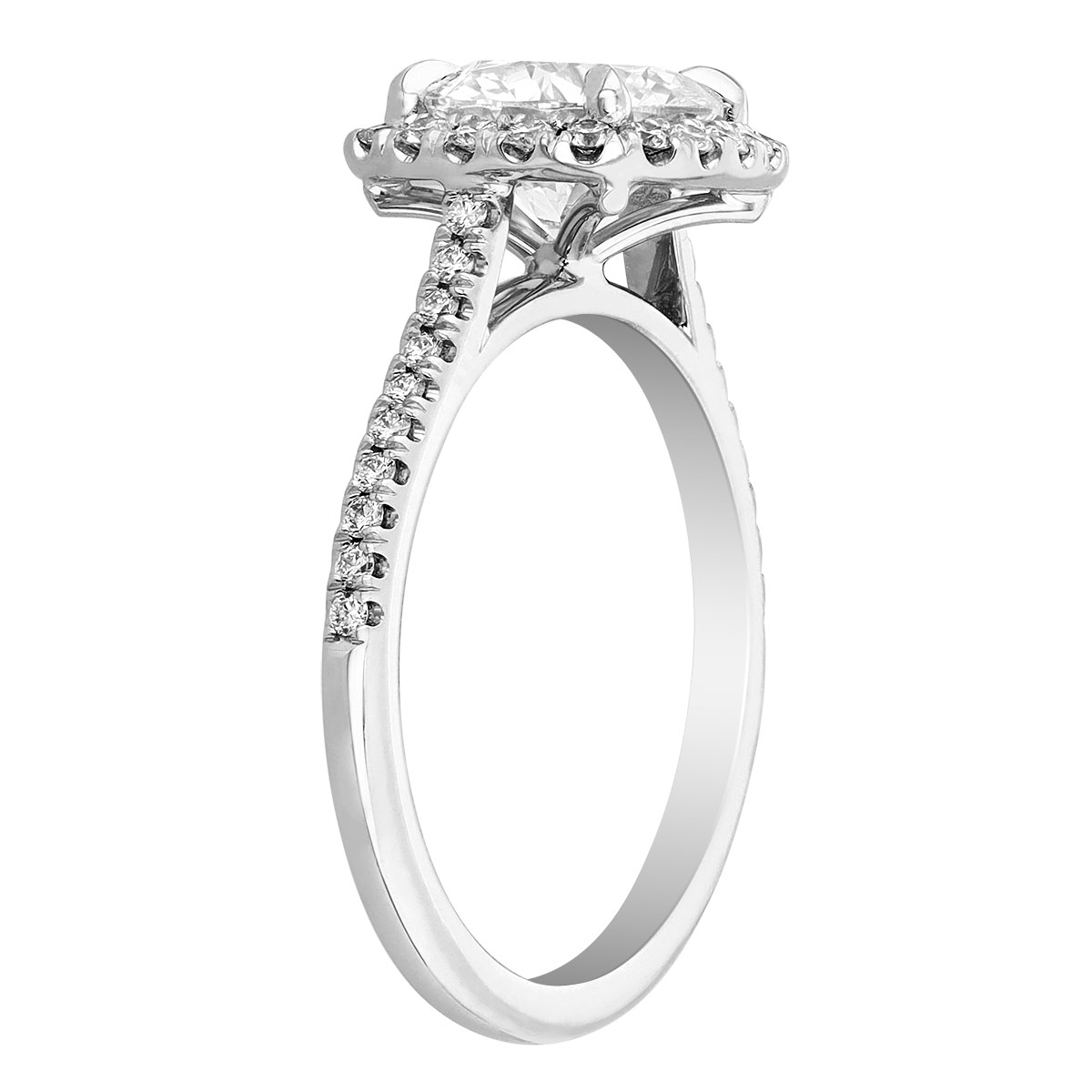 Kalahari Dream Diamond Halo Engagement Ring with Side Stones in White Gold, 1.70 ct