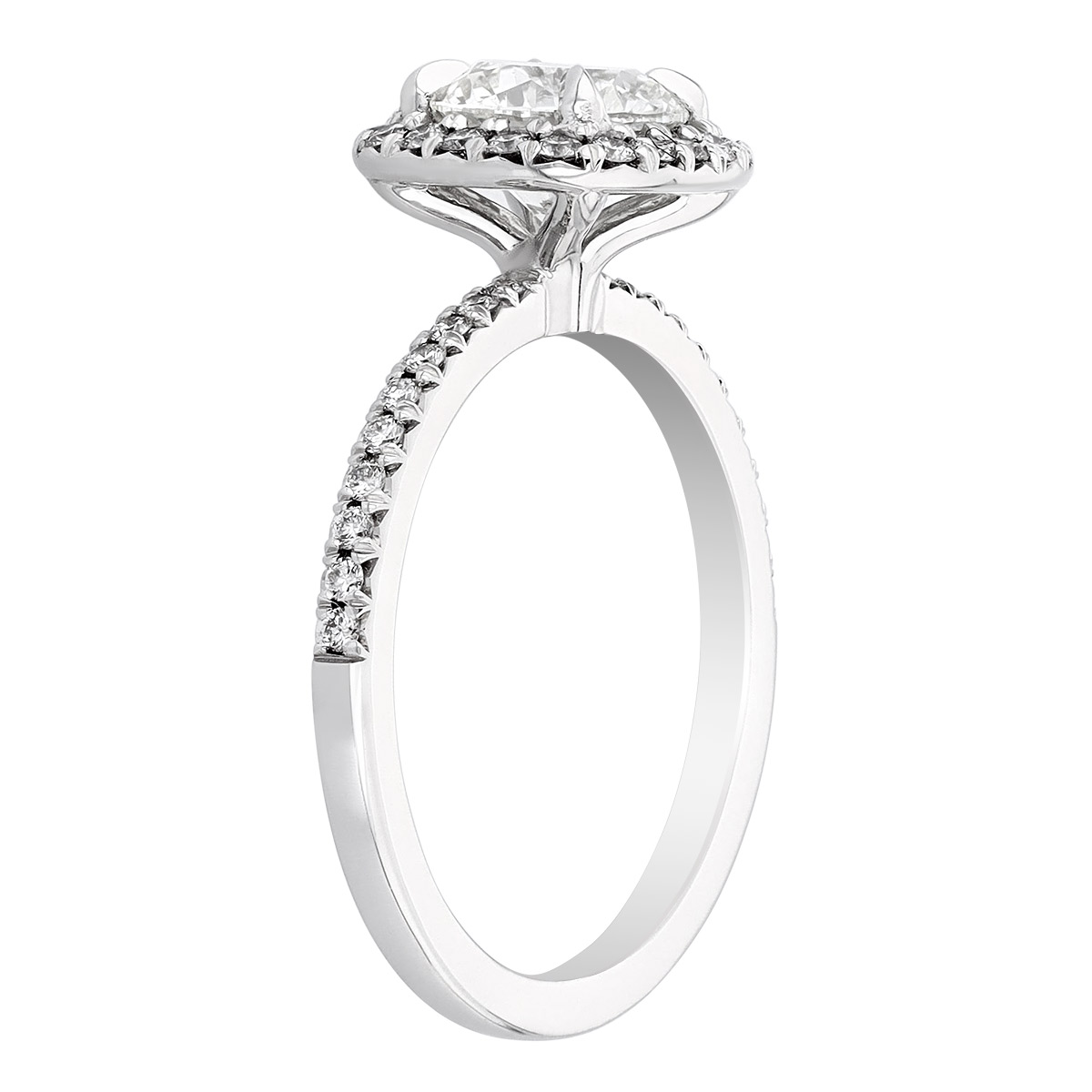 Kalahari Dream Diamond Halo Engagement Ring with Side Stones in White Gold, 1.25 ct
