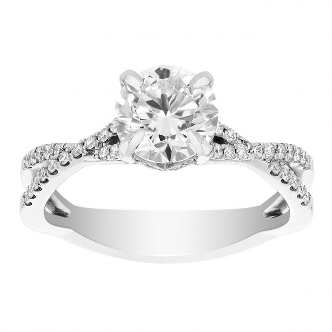 Kalahari Dream Diamond Engagement Ring with Criss Cross Shank in White Gold, 1.20 ct