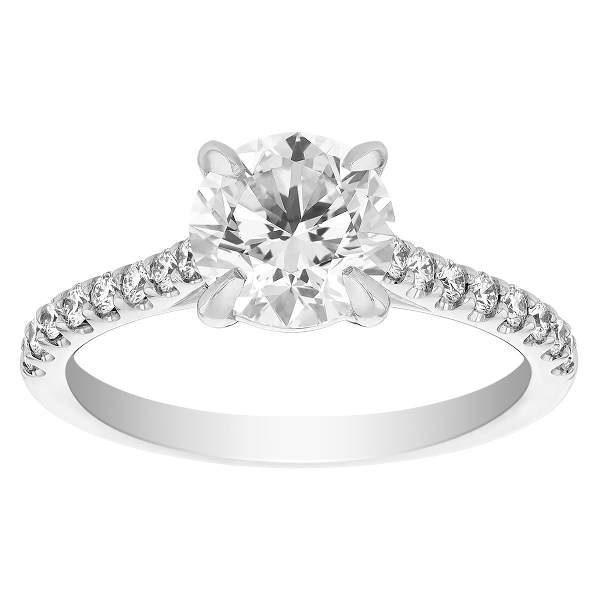 Kalahari Dream Diamond Engagement Ring with Side Stones in White Gold, 1.50 ct