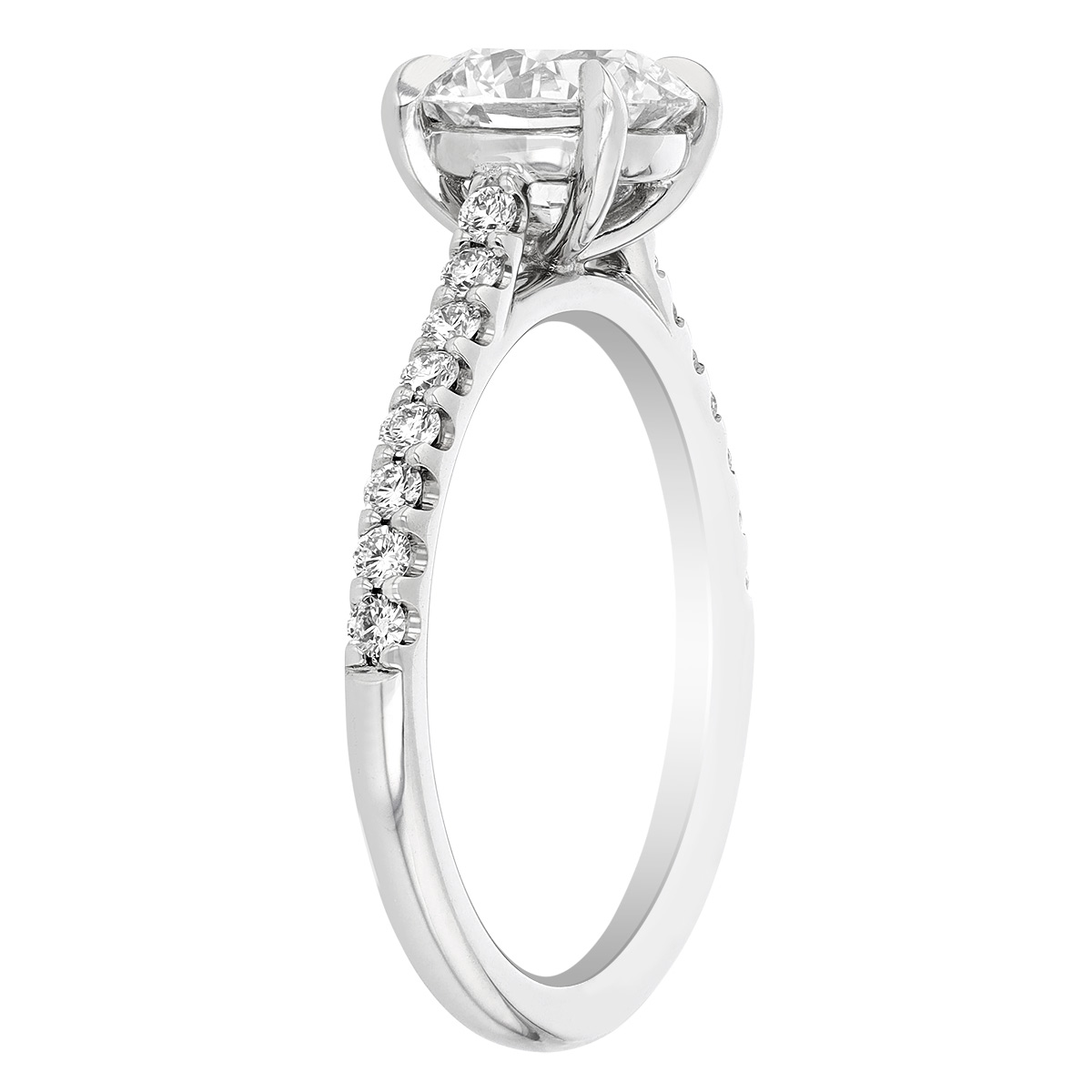 Kalahari Dream Diamond Engagement Ring with Side Stones in White Gold, 1.50 ct