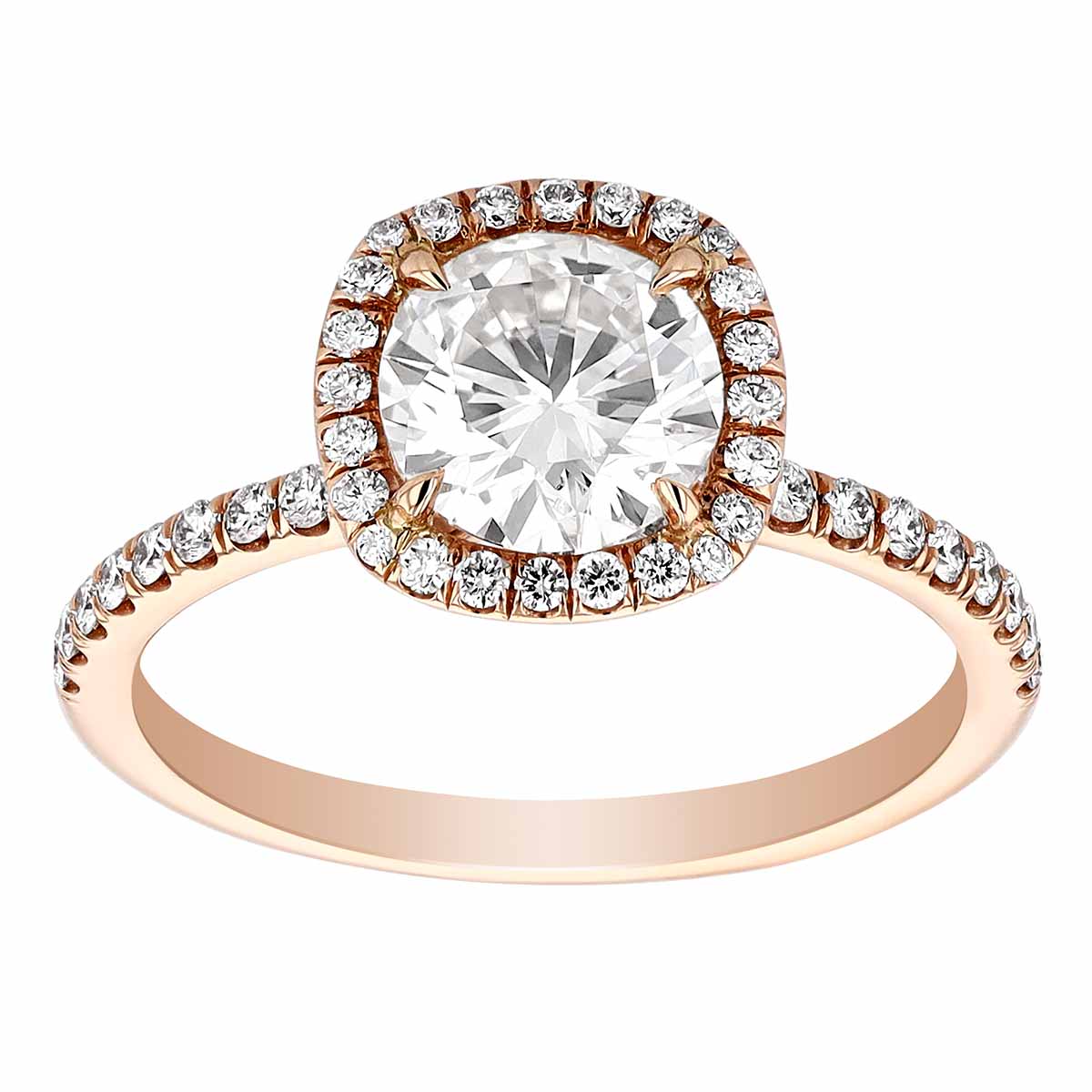 Round Diamond Halo Engagement ring in Rose Gold