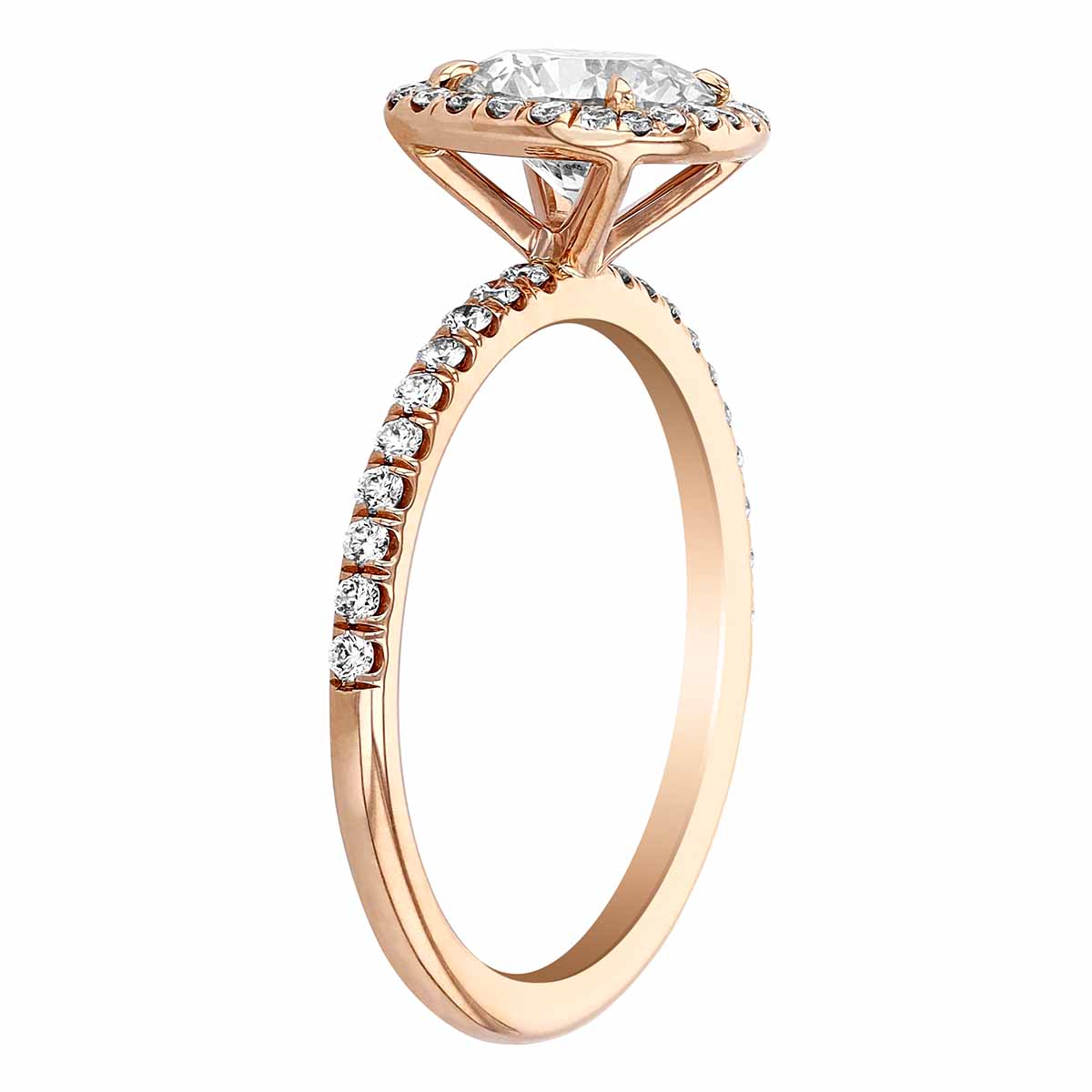 Round Diamond Halo Engagement ring in Rose Gold