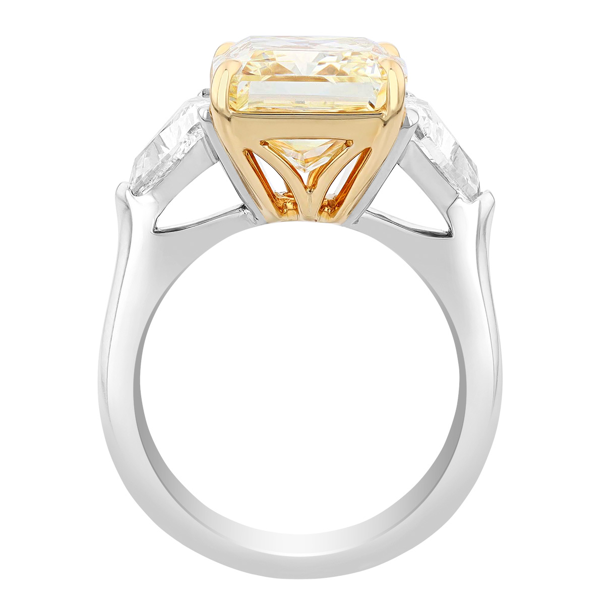 J.B. Star Radiant Fancy Light Yellow Diamond 3 Stone Engagement Ring in Platinum