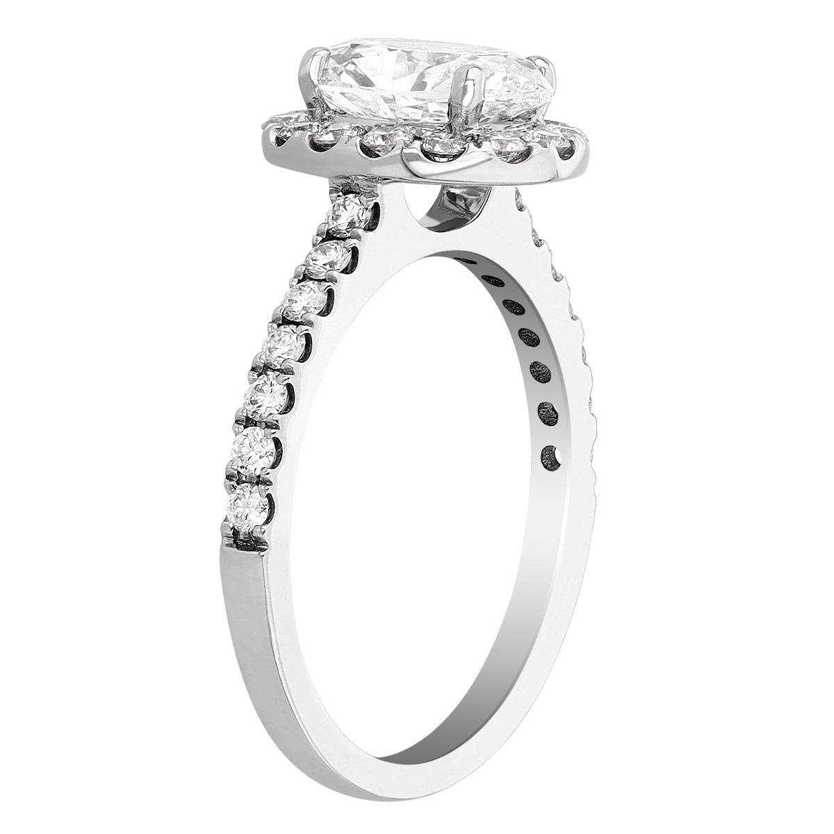 Oval Diamond Halo Engagement Ring in White Gold, 1.5 ct