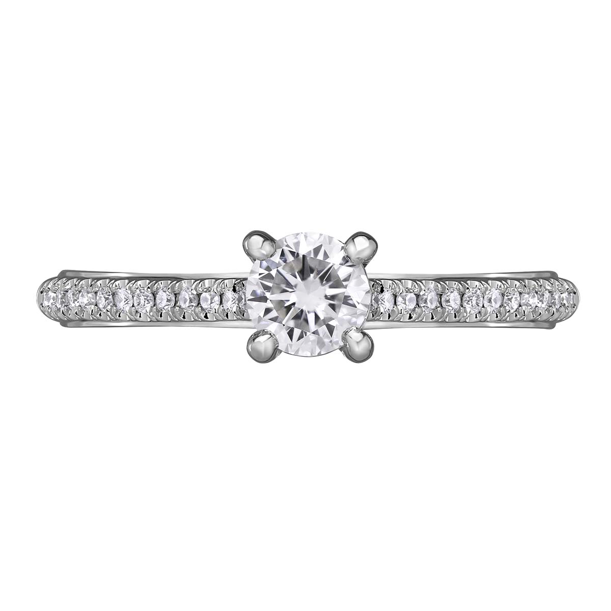 14K White Gold Diamond Ring with Diamond Shank