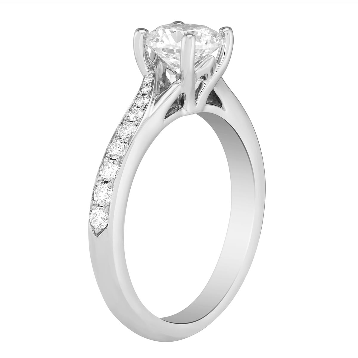 Diamond Engagement Ring with Bypass Shank in White Gold