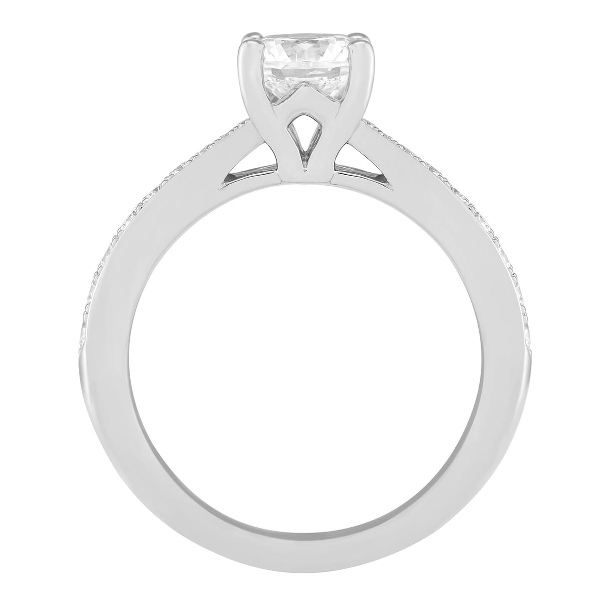 Diamond Engagement Ring with Bypass Shank in White Gold