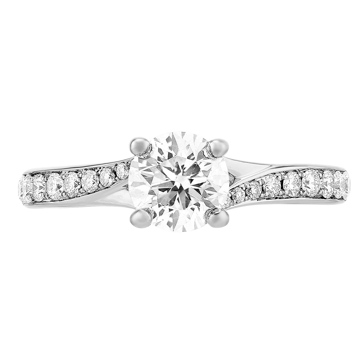 Diamond Engagement Ring with Bypass Shank in White Gold