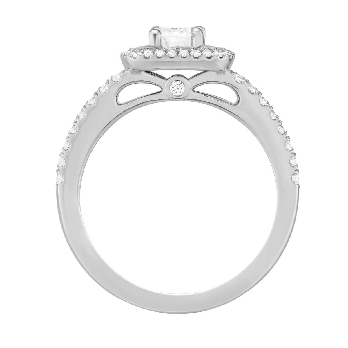Diamond Engagement Ring with Double Cushion Halo & Split Shank in White Gold