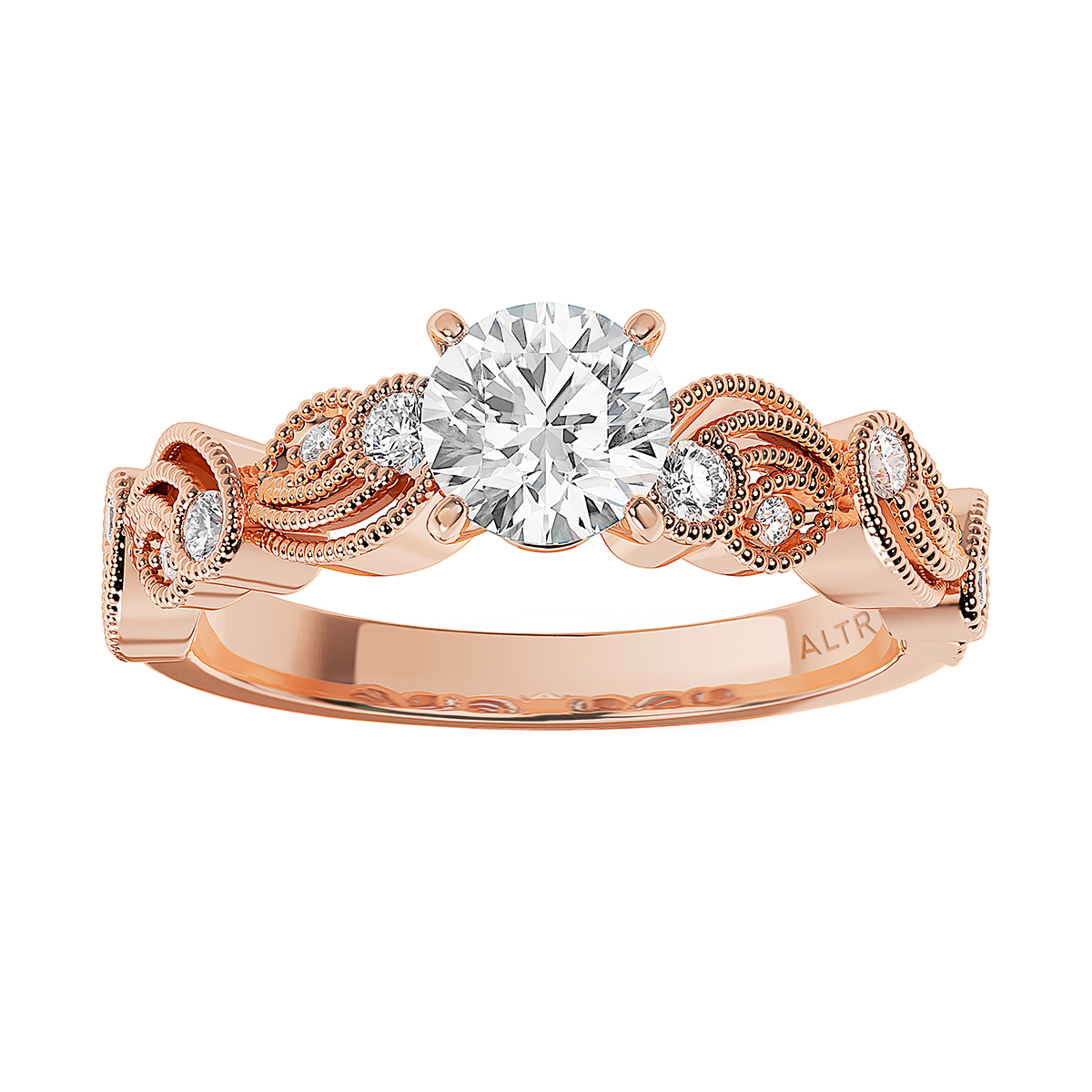 ALTR Lab Grown Diamond Milgrain Scrollwork Engagement Ring in Rose Gold ...