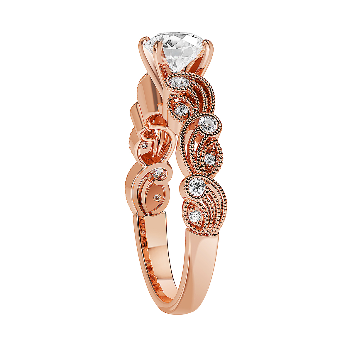ALTR Lab Grown Diamond Milgrain Scrollwork Engagement Ring in Rose Gold ...