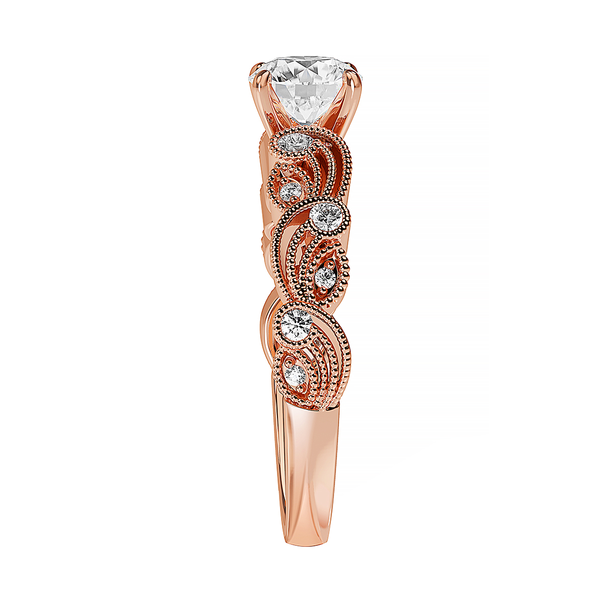 ALTR Lab Grown Diamond Milgrain Scrollwork Engagement Ring in Rose Gold ...