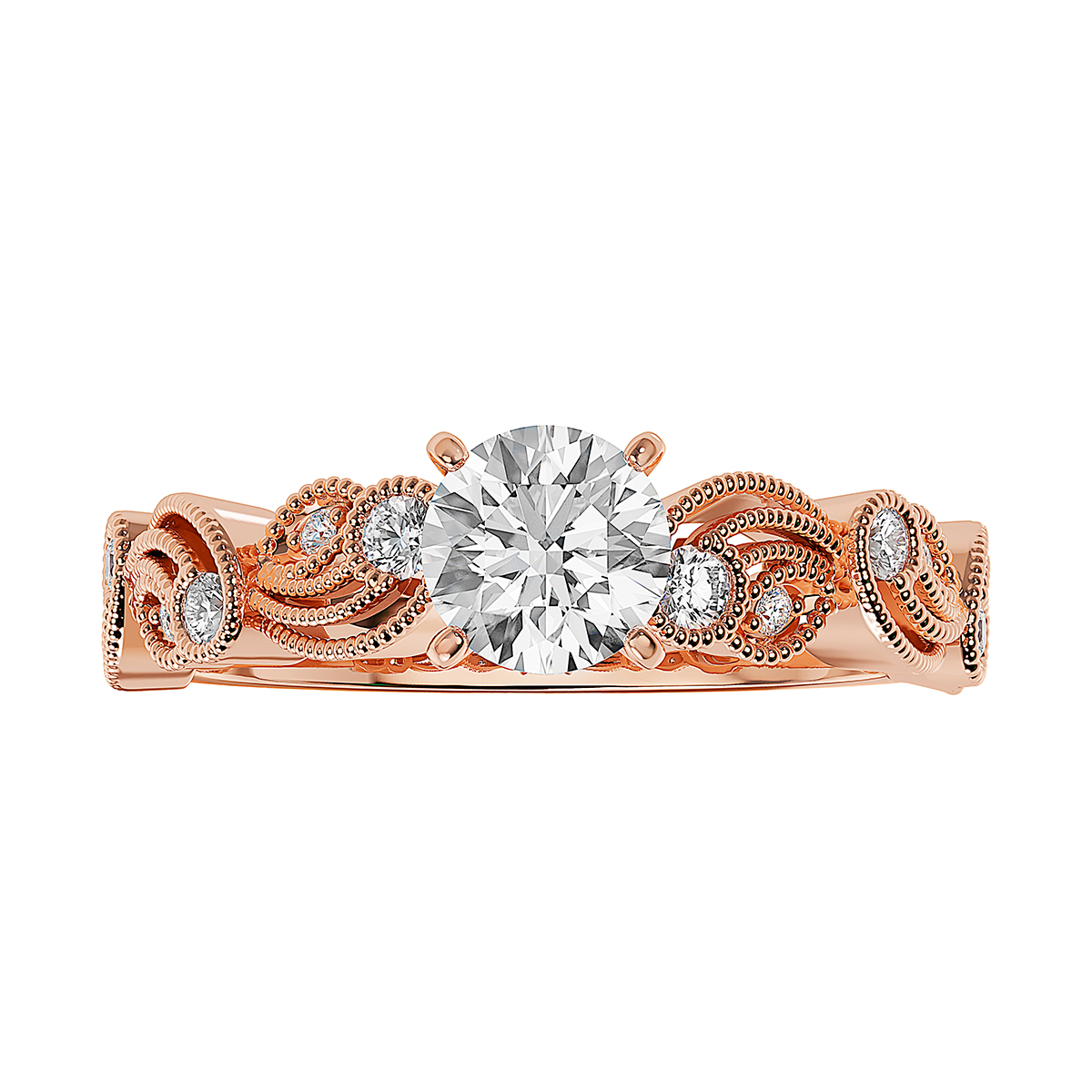 ALTR Lab Grown Diamond Milgrain Scrollwork Engagement Ring in Rose Gold ...