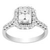 Cut Corner Rectangular Brilliant Diamond Halo Engagement Ring in White Gold