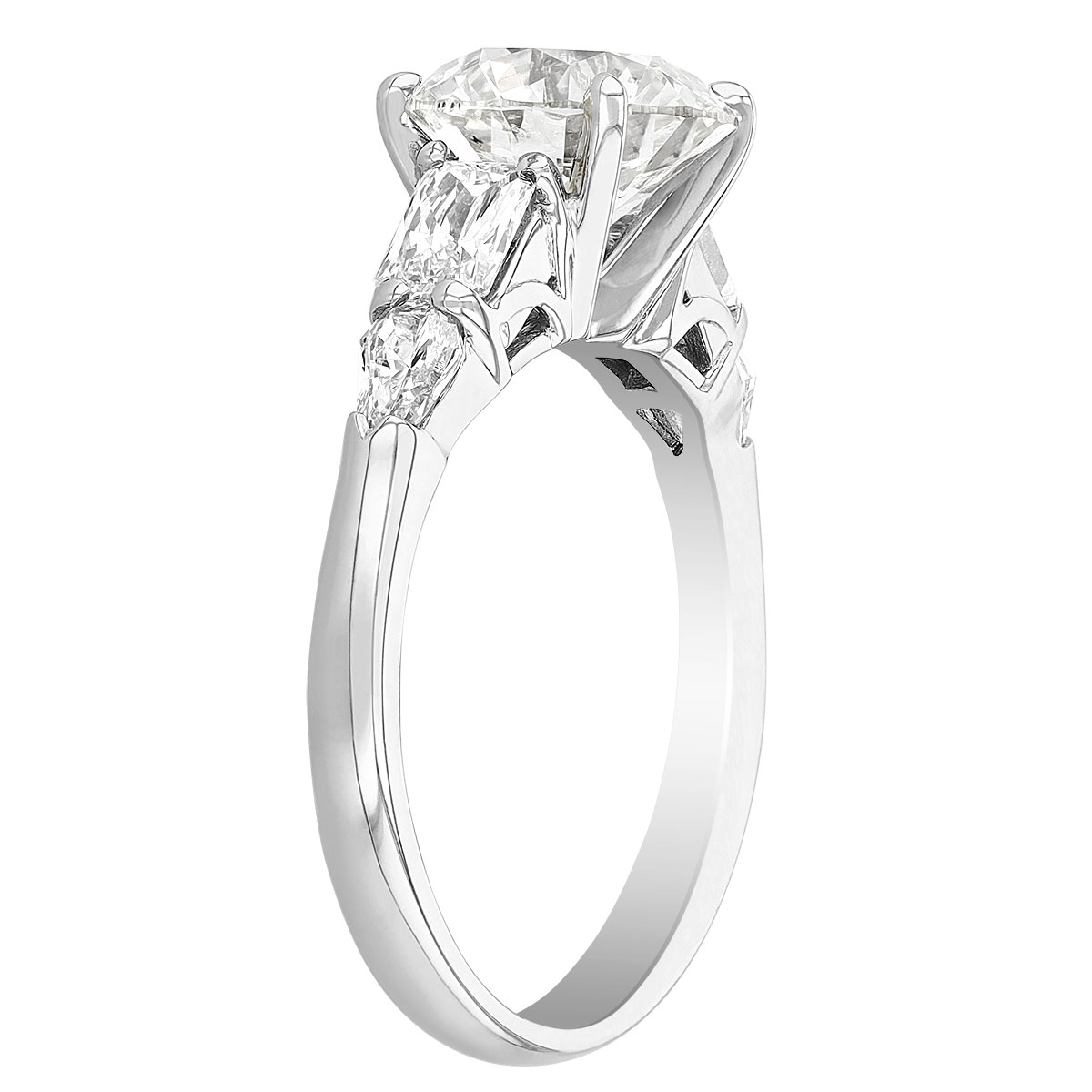 Round Diamond 5 Stone Engagement Ring in Platinum