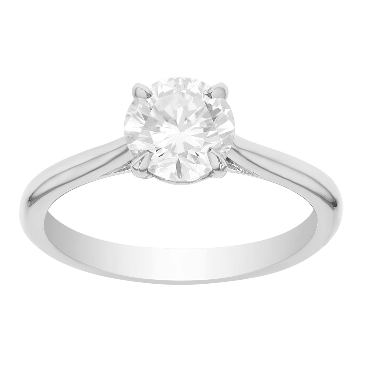 Round Diamond Solitaire Engagement Ring in 18K White Gold, 1.03 carat