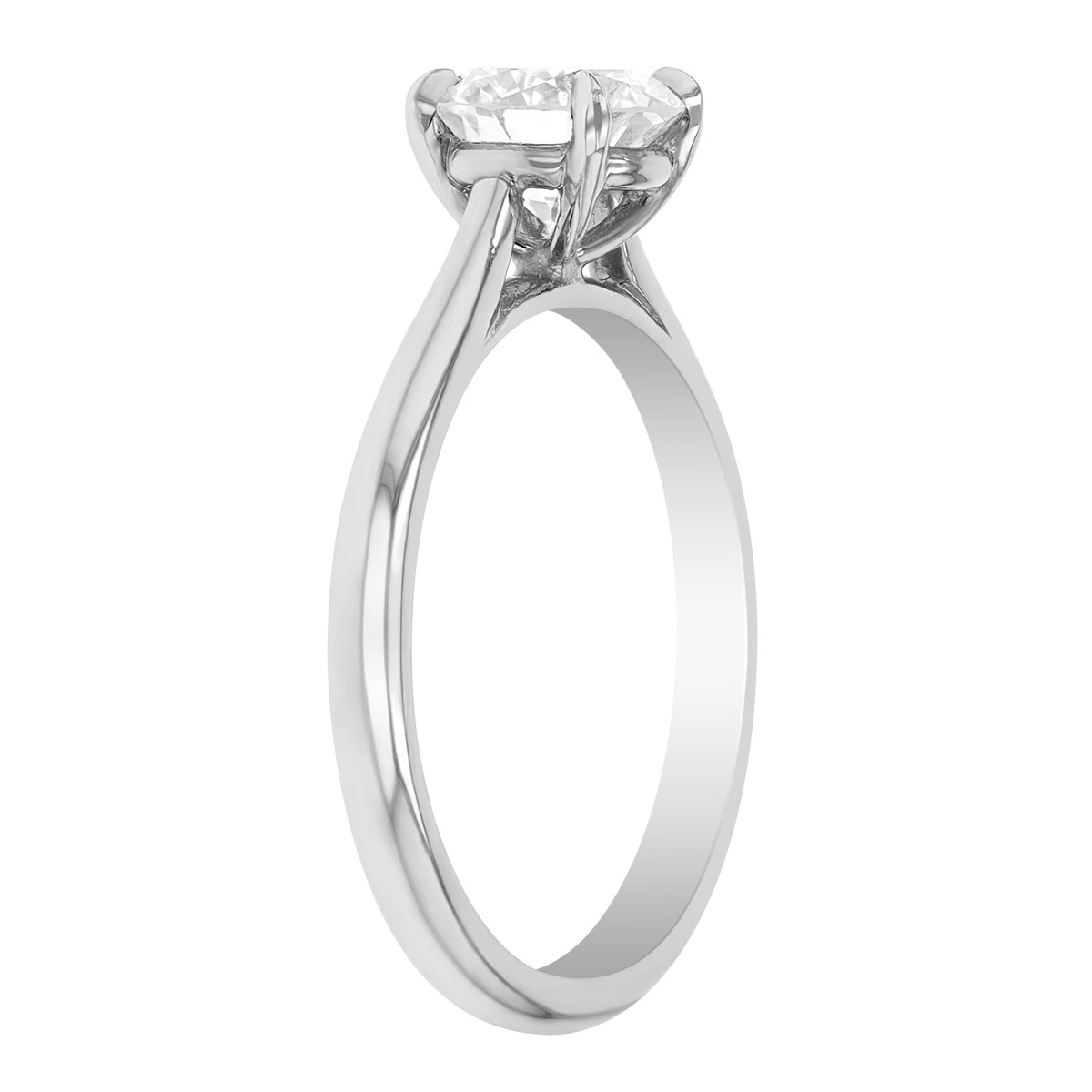 Round Diamond Solitaire Engagement Ring in 18K White Gold, 1.03 carat
