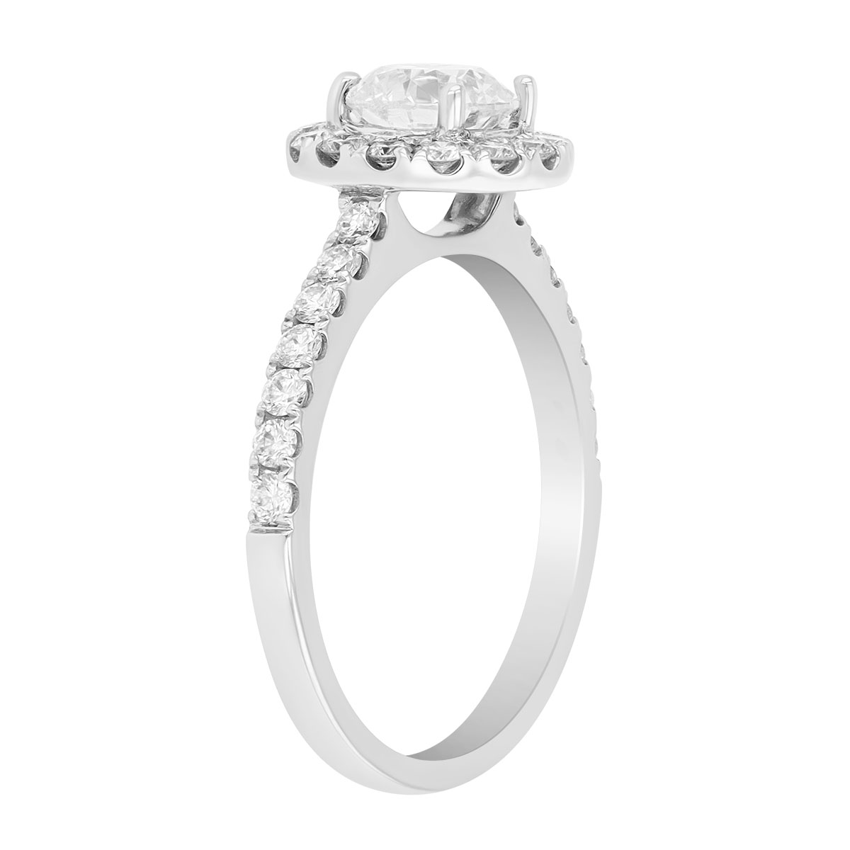 Round Diamond & Halo Engagement Ring in White Gold, 1.40 cttw