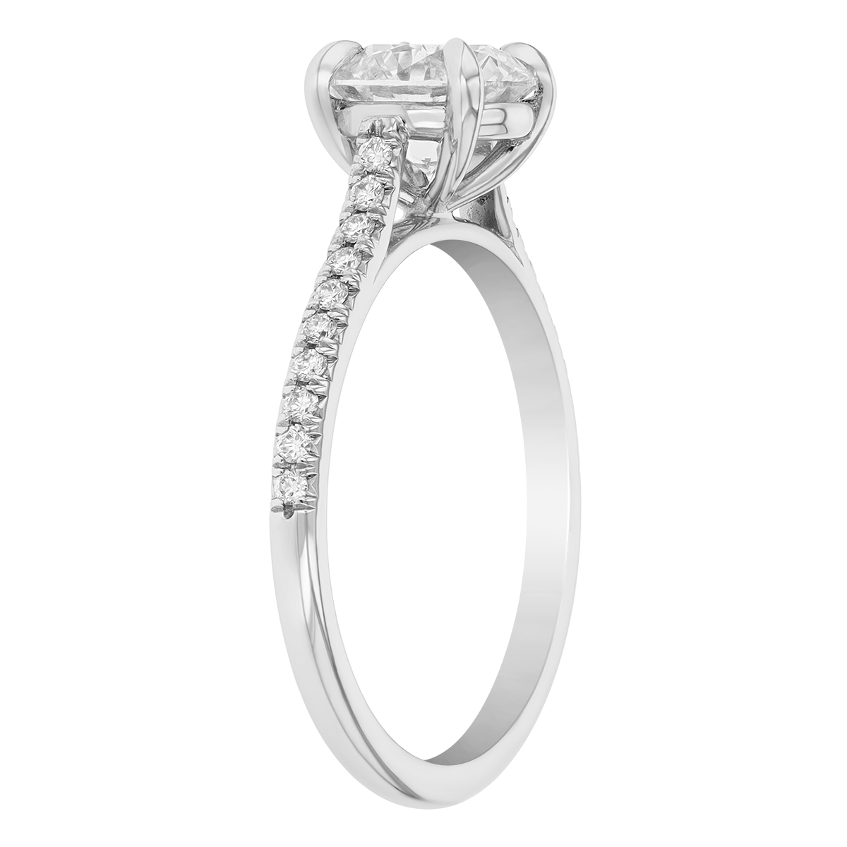 Borsheims Signature Round Diamond Engagement Ring with Pave Sides in 18K White Gold, 1.27 ct