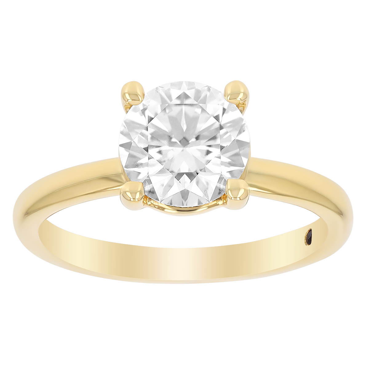 Round Diamond & Accent Stone Engagement Ring in Yellow Gold, 1.77 cttw